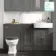 Monaco Graphite Grey Combination Vanity Basin and Hudson Toilet with Wooden Seat 1500mm