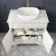 Lucia Chalk White Vanity with Marble Top & Curved Counter Top Basin 840mm - Brushed Brass Accents