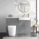 Harper Stone Grey Combination Vanity Basin and Boston Toilet 1200mm - Brushed Brass Accents - Right Handed