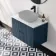 Crete Fluted Navy Blue Wall Hung Drawer Vanity with Marble Top 800mm - Excludes Counter Top Basin