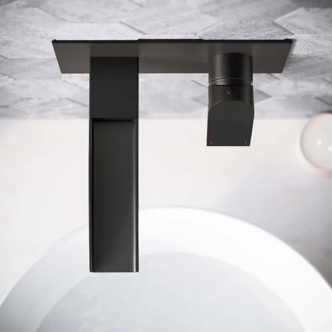 Eden Matt Black Waterfall Wall Mounted Basin Mixer Tap