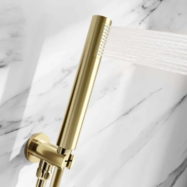 Ballina Premium Brushed Brass Round Thermostatic Shower Set - 200mm Head & Hand Shower