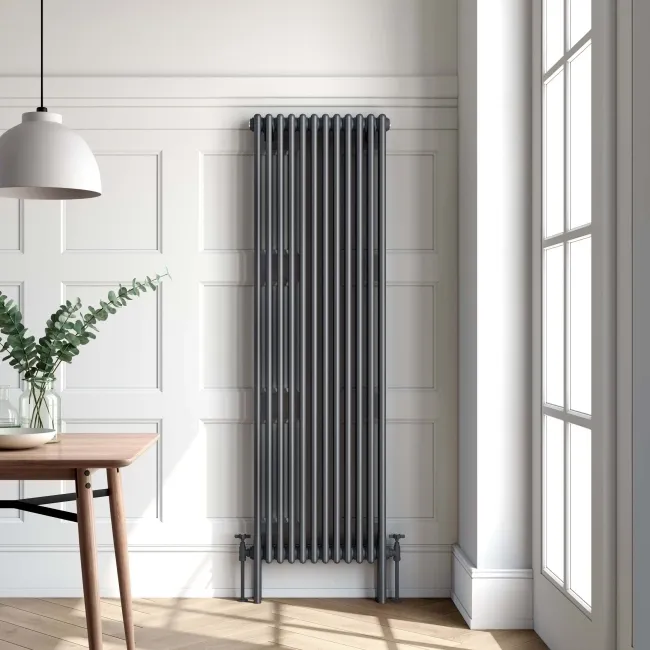 Athens Anthracite Triple Column Vertical Traditional Radiator 1800x560mm