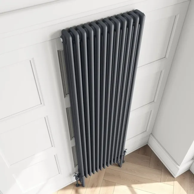 Athens Anthracite Triple Column Vertical Traditional Radiator 1800x560mm