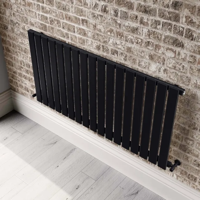 Faro Matt Black Single Flat Panel Horizontal Radiator 600x1190mm