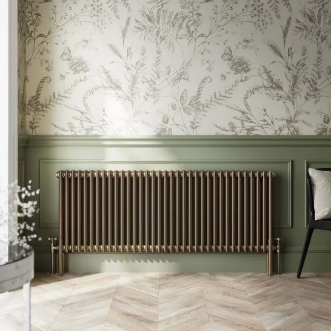 Athens Antique Gold Triple Column Horizontal Traditional Radiator 600x1595mm