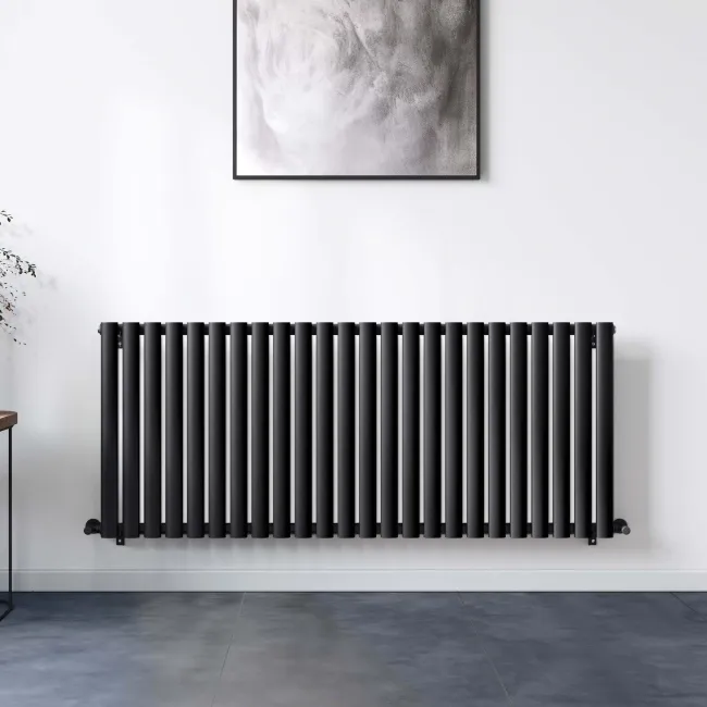 Marbella Matt Black Single Oval Panel Radiator 600x1440mm