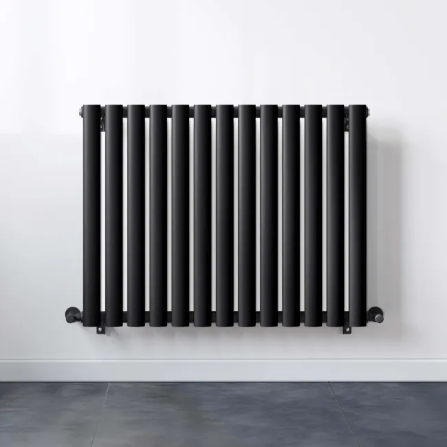 Marbella Matt Black Double Oval Panel Radiator 600x780mm