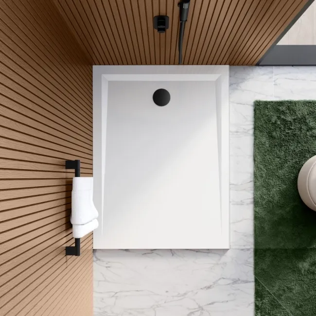 Sydney Low Profile Rectangular Gloss White Stone Shower Tray 1200x800mm