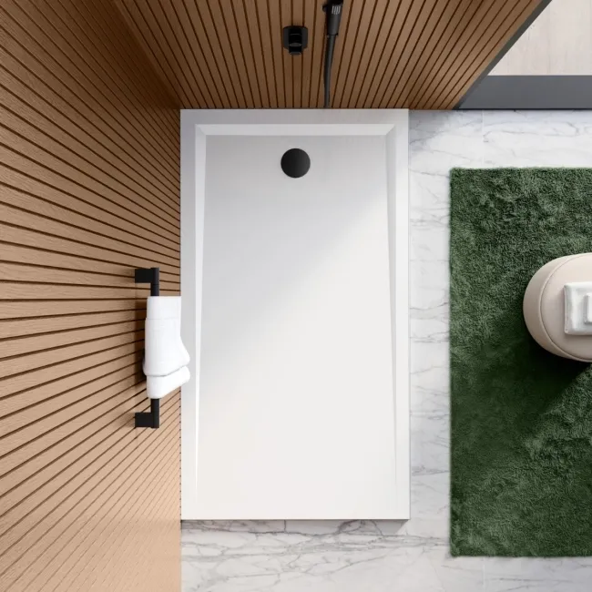 Sydney Low Profile Rectangular Gloss White Stone Shower Tray 1600x900mm