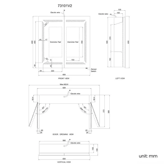 Haisley Illuminated LED Mirror Cabinet 600x600mm