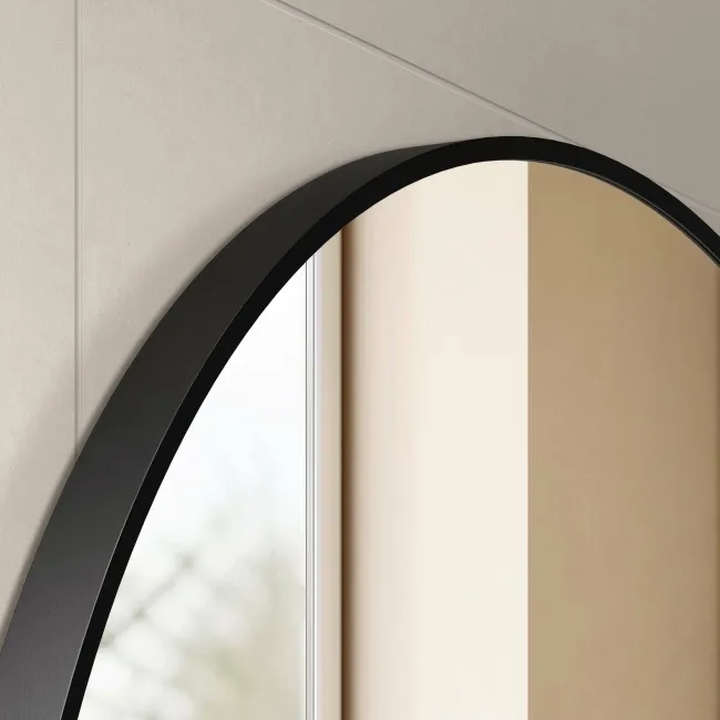 Essence Black Framed Round Bathroom Mirror 800mm