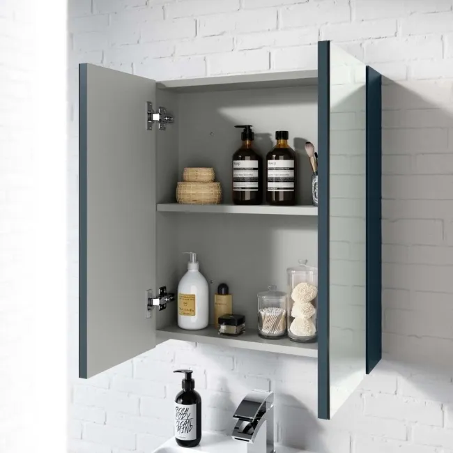 Navy Blue Mirror Cabinet 500mm
