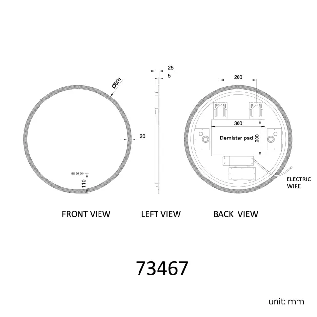 Grace Round Illuminated LED Mirror With BLUETOOTH Speaker 600mm