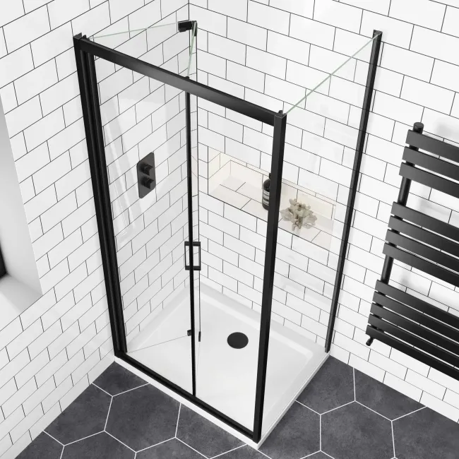 London Matt Black 6mm Bifold Shower Enclosure 900x700mm