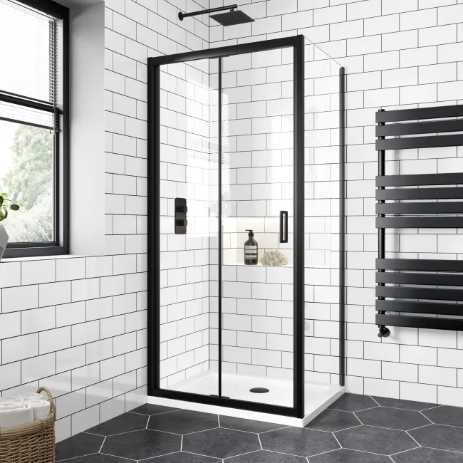 London Matt Black 6mm Bifold Shower Enclosure 900x760mm