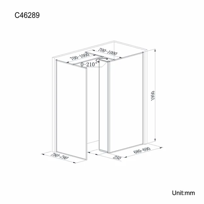 Munich Matt Black Framed 8mm Walk In Shower Enclosure 700mm & 800mm Glass with Pivotal Return Panel