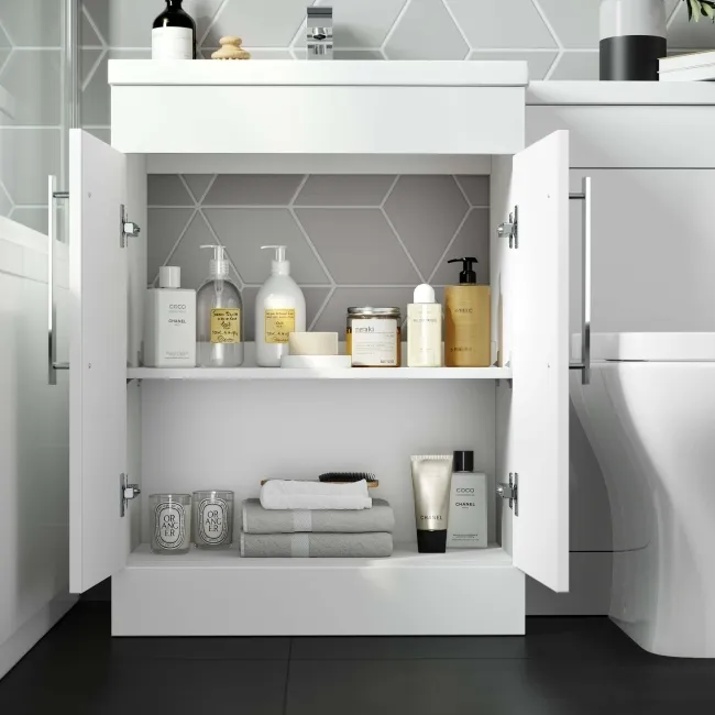 Avon Gloss White Combination Vanity Basin and Atlanta Toilet 1100mm - Left Handed