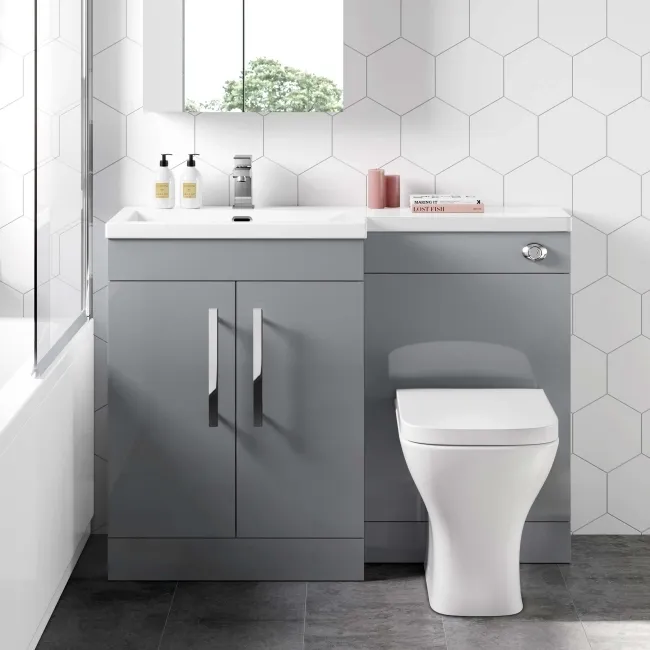 Avon Stone Grey Combination Vanity Basin and Atlanta Toilet 1100mm - Left Handed