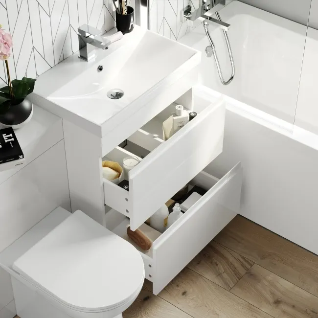 Trent Gloss White Combination Basin Drawer and Aruba Toilet 1100mm
