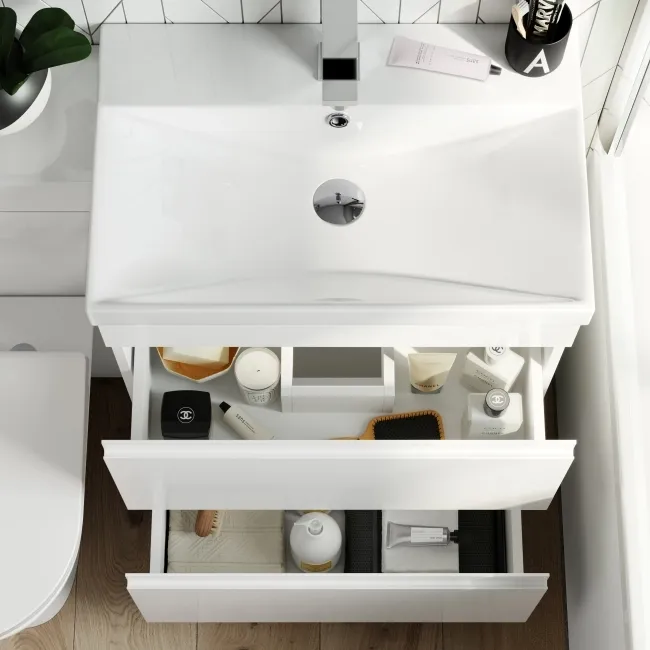 Trent Gloss White Combination Basin Drawer and Aruba Toilet 1100mm