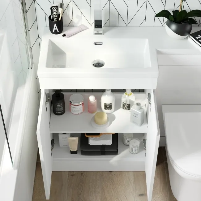Trent Gloss White Combination Vanity Basin and Aruba Toilet 1100mm - Left Handed