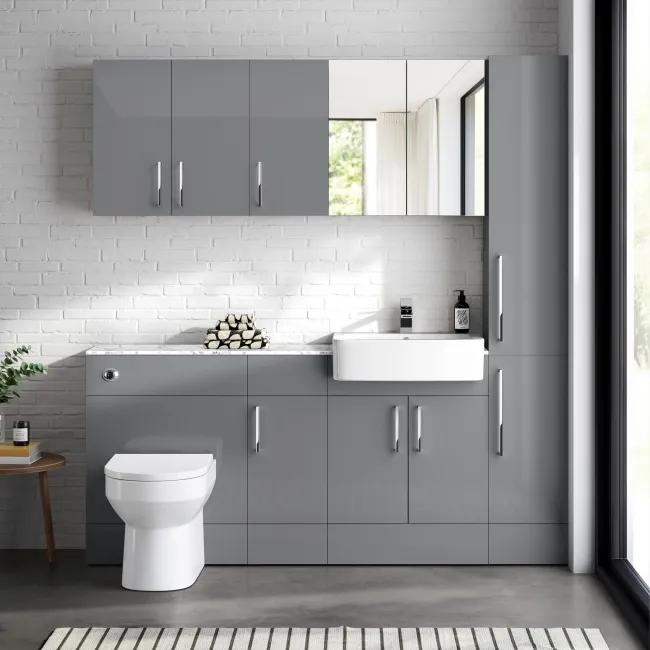 Harper Stone Grey Combination Vanity Basin with Marble Top & Miami Toilet 1500mm