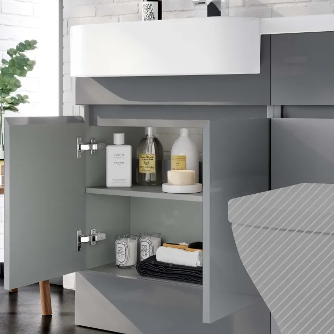 Foster Stone Grey Basin Vanity With Back To Wall Unit 1200mm - Left Handed