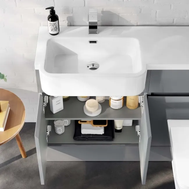 Foster Stone Grey Combination Vanity Basin and Atlanta Toilet 1200mm - Left Handed