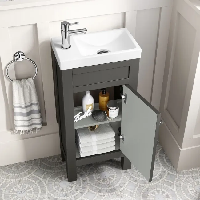 Bermuda Graphite Grey Cloakroom Basin Vanity 400mm