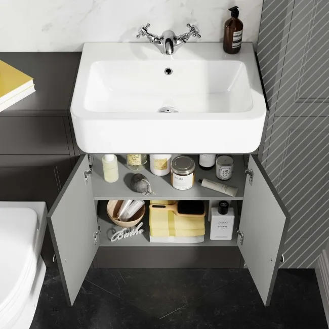 Monaco Graphite Grey Combination Vanity Basin and Seattle Toilet 1200mm