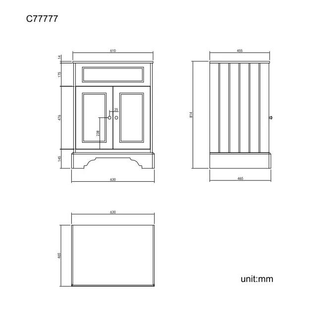 Lucia Graphite Grey Cabinet with Marble Top 640mm - Excludes Counter Top Basin