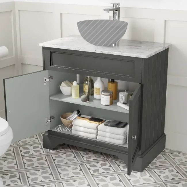 Lucia Graphite Grey Cabinet with Marble Top 840mm - Excludes Counter Top Basin