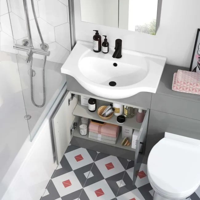 Quartz Stone Grey Combination Vanity Basin and Austin Toilet 1150mm - Black Accents