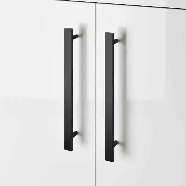 Avon Gloss White Basin Vanity and Back To Wall Unit 1100mm - Black Accents - Right Handed