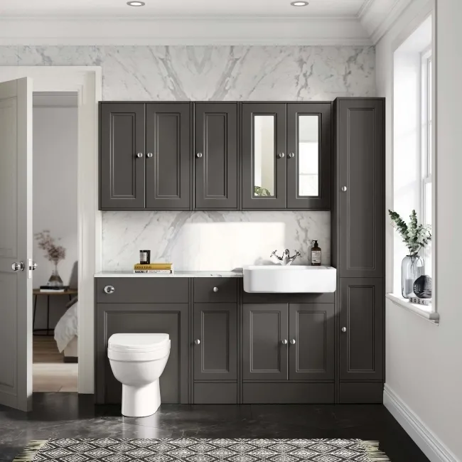 Monaco Graphite Grey Combination Vanity Basin with Marble Top and Seattle Toilet 1500mm