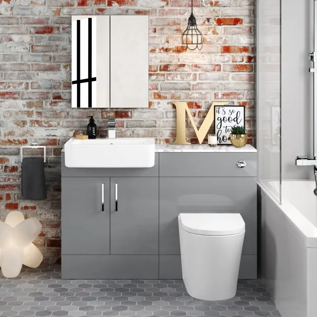 Harper Stone Grey Combination Vanity Basin with Marble Top & Boston Toilet 1200mm