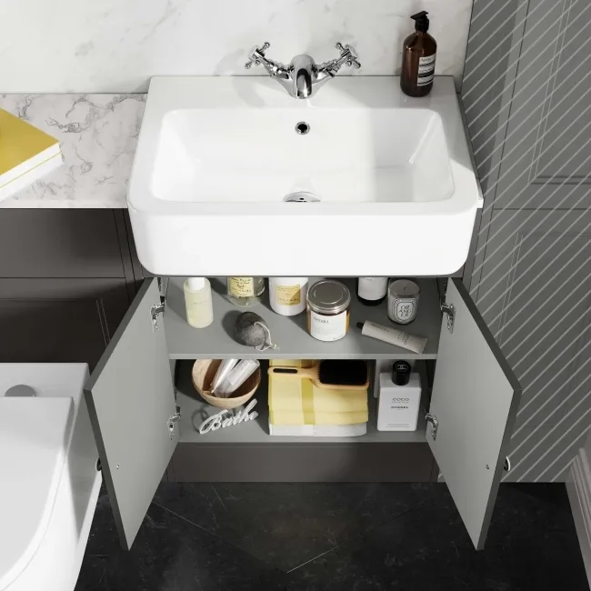 Monaco Graphite Grey Combination Vanity Basin with Marble Top & Boston Toilet 1200mm