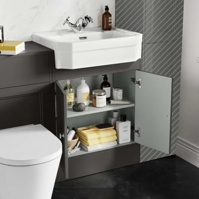 Monaco Graphite Grey Combination Vanity Traditional Basin and Boston Toilet 1200mm