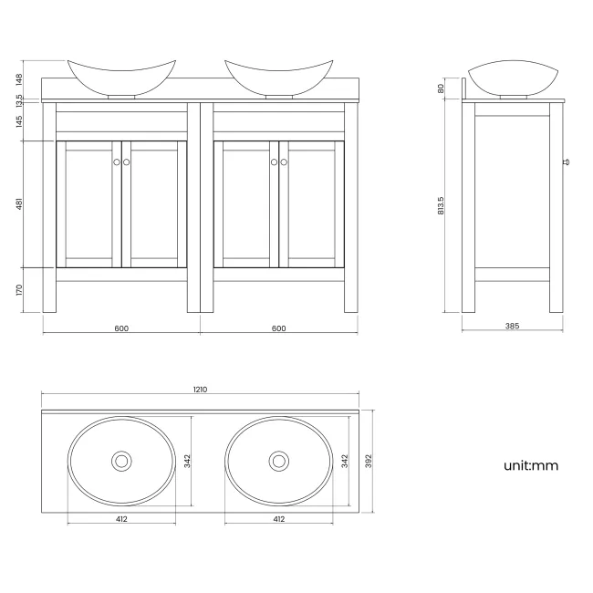 Bermuda Inky Blue Vanity with Marble Top & Oval Counter Top Basin 1200mm