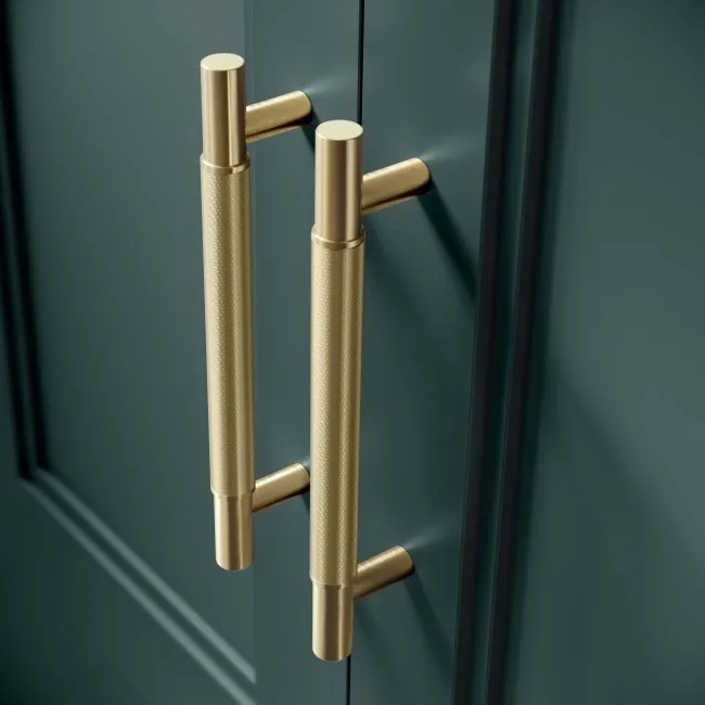 Monaco Midnight Green Traditional Basin Vanity 600mm - Brass Knurled Handles