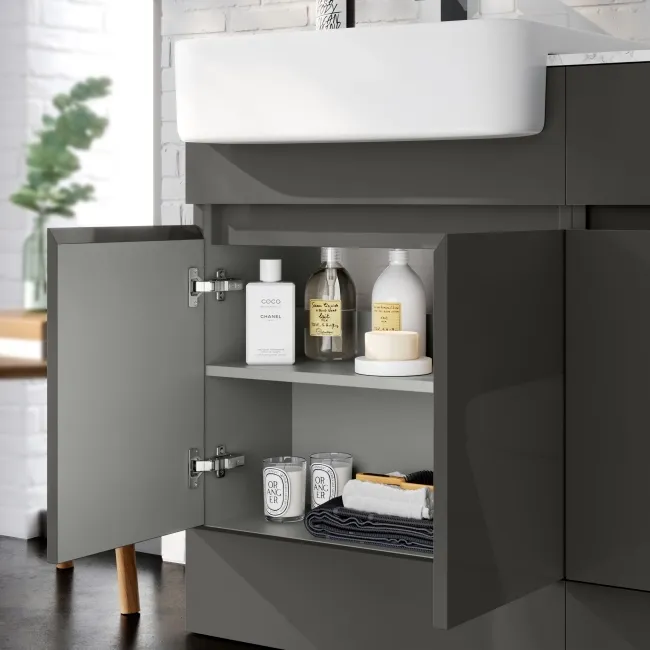 Foster Tungsten Grey Basin Vanity with Marble Top & Back To Wall Unit 1200mm - Excludes Toilet