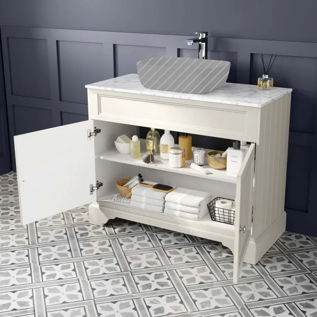 Lucia Chalk White Cabinet with Marble Top 1030mm - Excludes Counter Top Basin