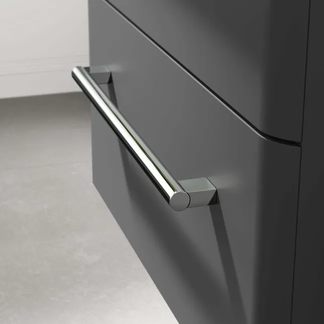 Omaha Slate Grey Wall Hung Drawer Vanity with Marble Top & Curved Counter Top Basin 600mm