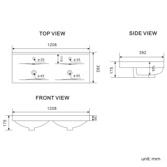 Malta Fluted Black Walnut Wall Hung Double Basin Drawer Vanity 1200mm