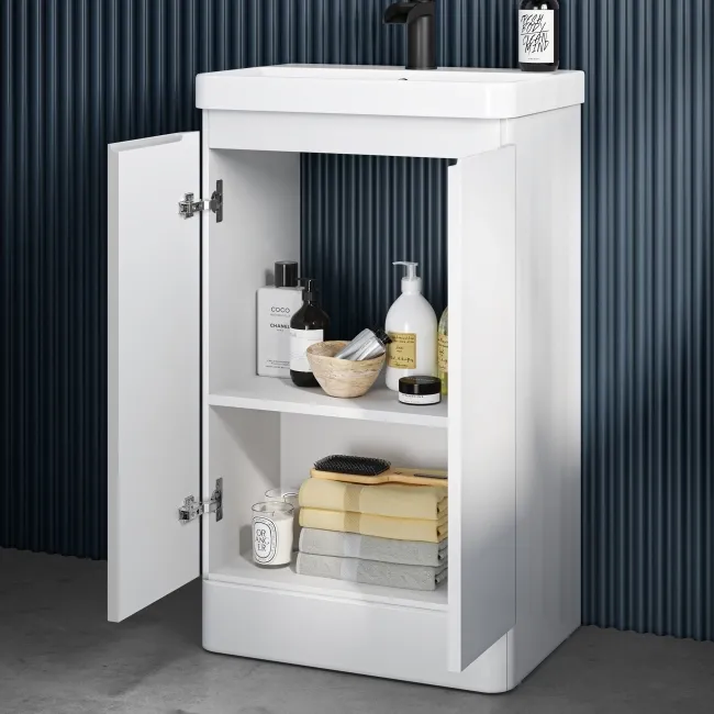 Corsica Gloss White Slimline Basin Vanity 500mm