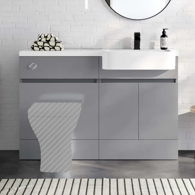 Foster Stone Grey Basin Vanity With Back To Wall Unit 1200mm - Right Handed