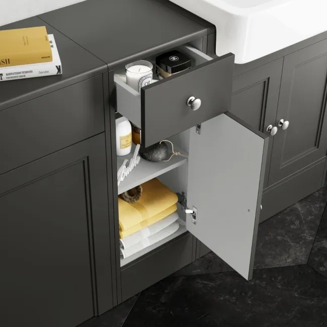 Monaco Graphite Grey Basin Vanity and Back To Wall Unit 1500mm (Excludes Pan & Cistern)