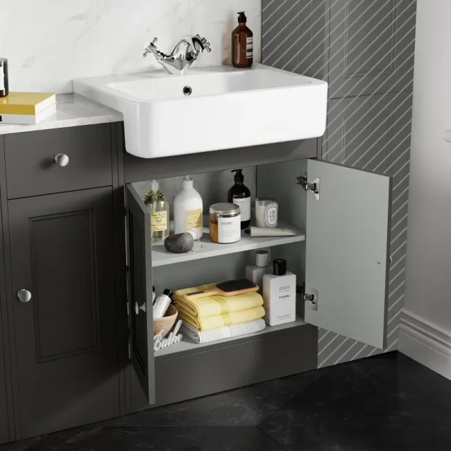 Monaco Graphite Grey Combination Vanity Basin with Marble Top 1500mm (Excludes Pan & Cistern)