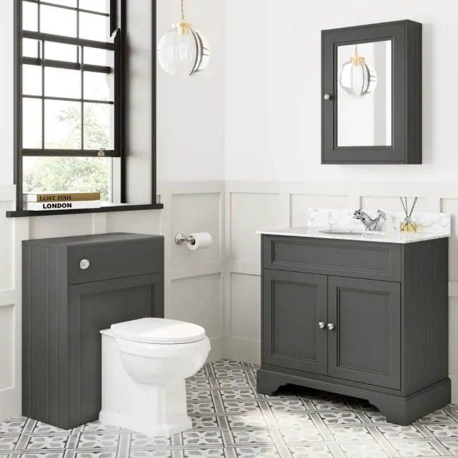 Lucia Graphite Grey Vanity with Marble Top & Undermount Basin 830mm